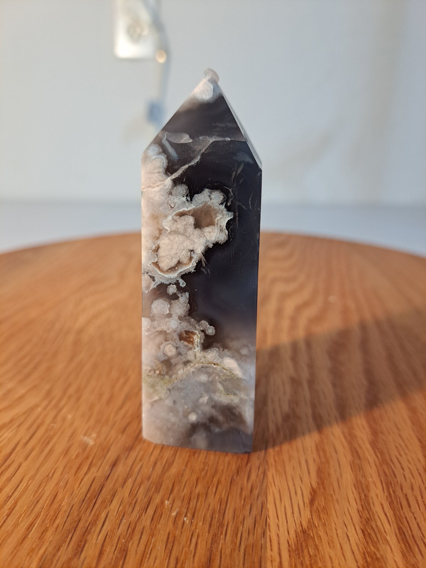 Black Flower Agate Tower