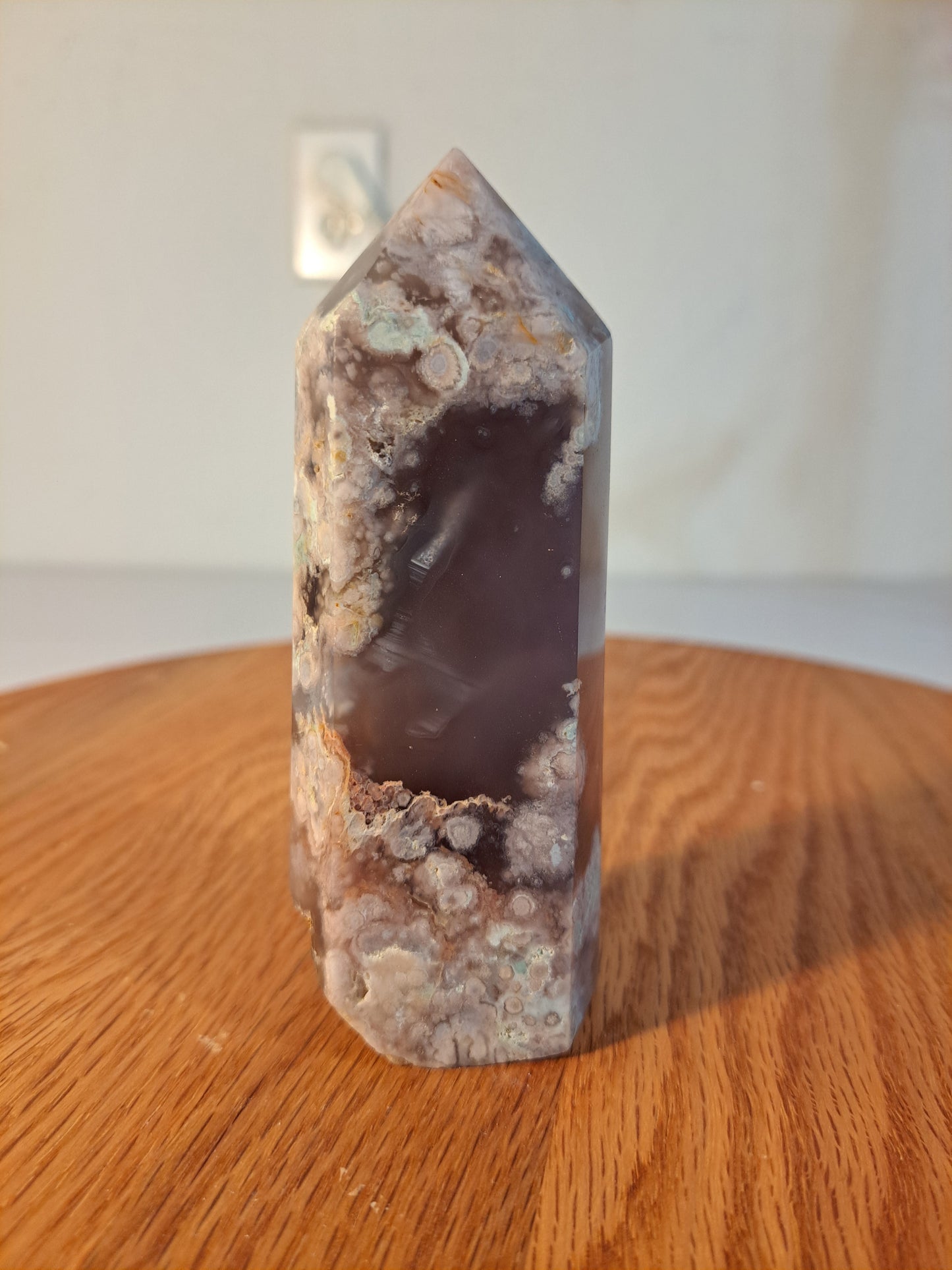 Black Flower Agate Tower