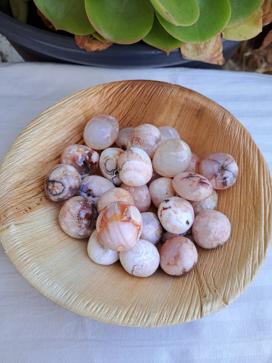 Pink Flower Agate Tumbles