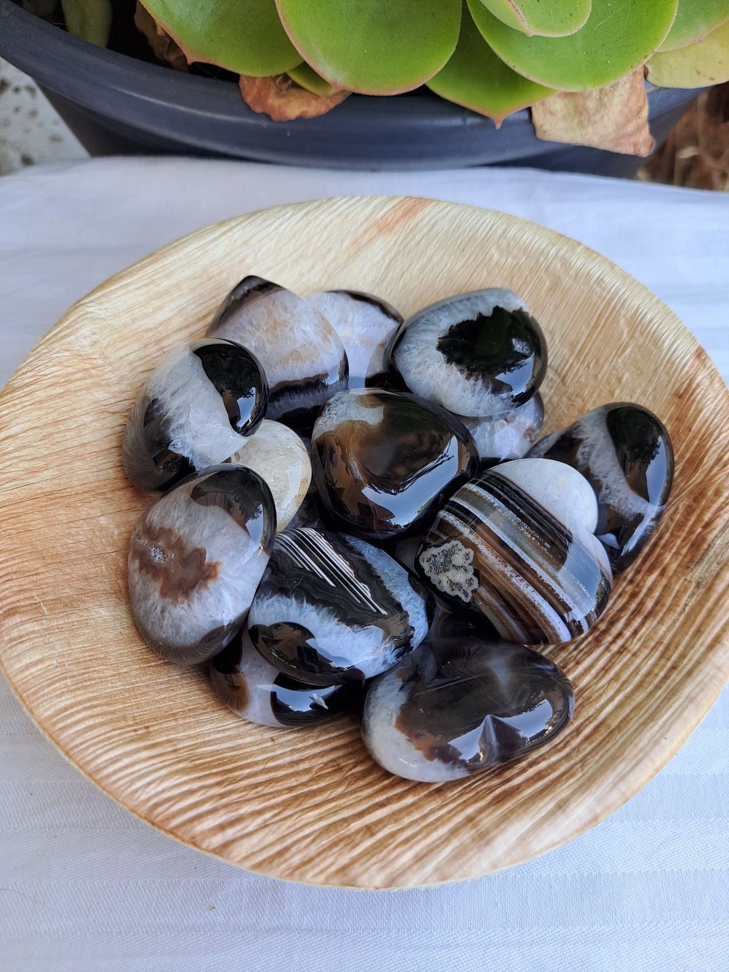 Black Banded Agate Hearts