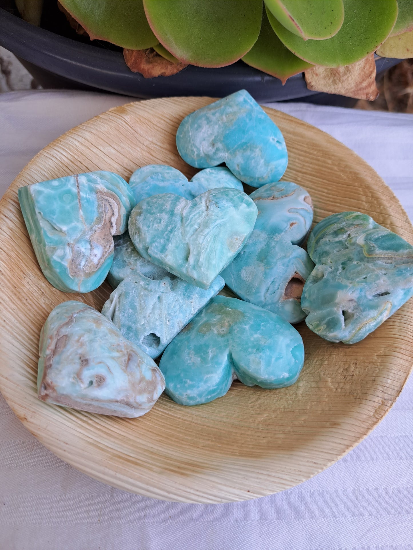 Blue Aragonite Hearts