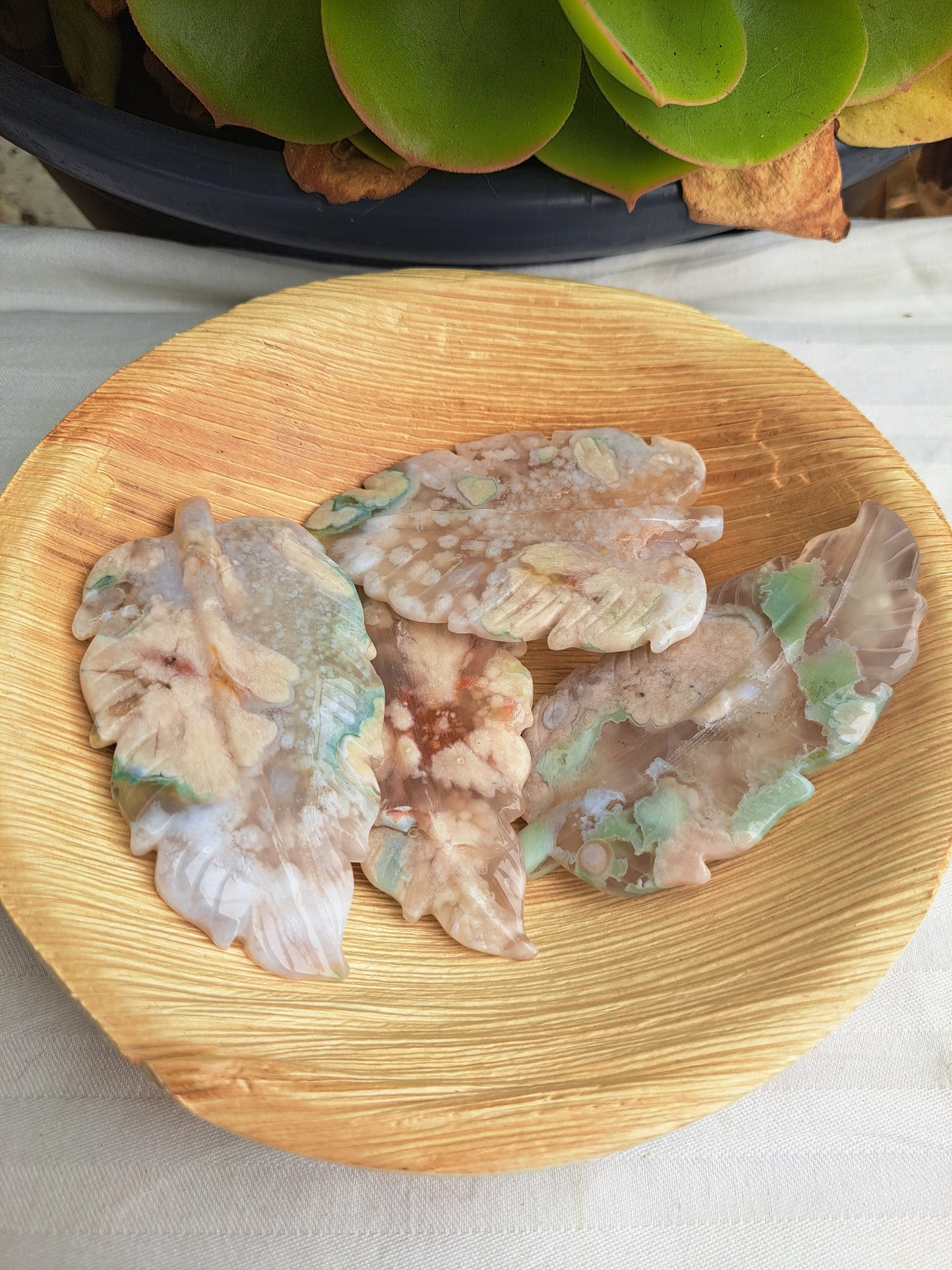 Green Flower Agate Leaves