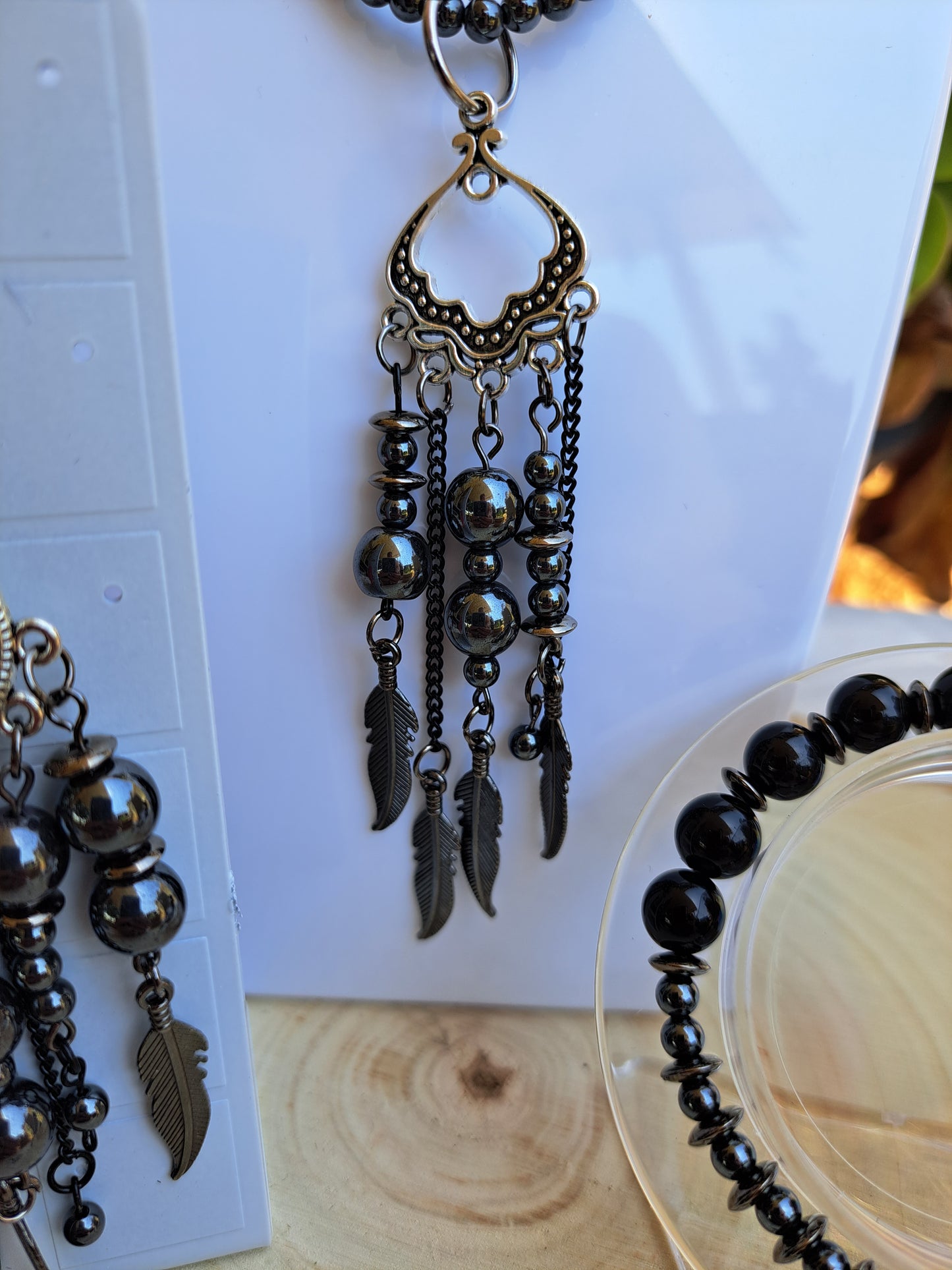 Hematite And Black Agate Jewelry Set