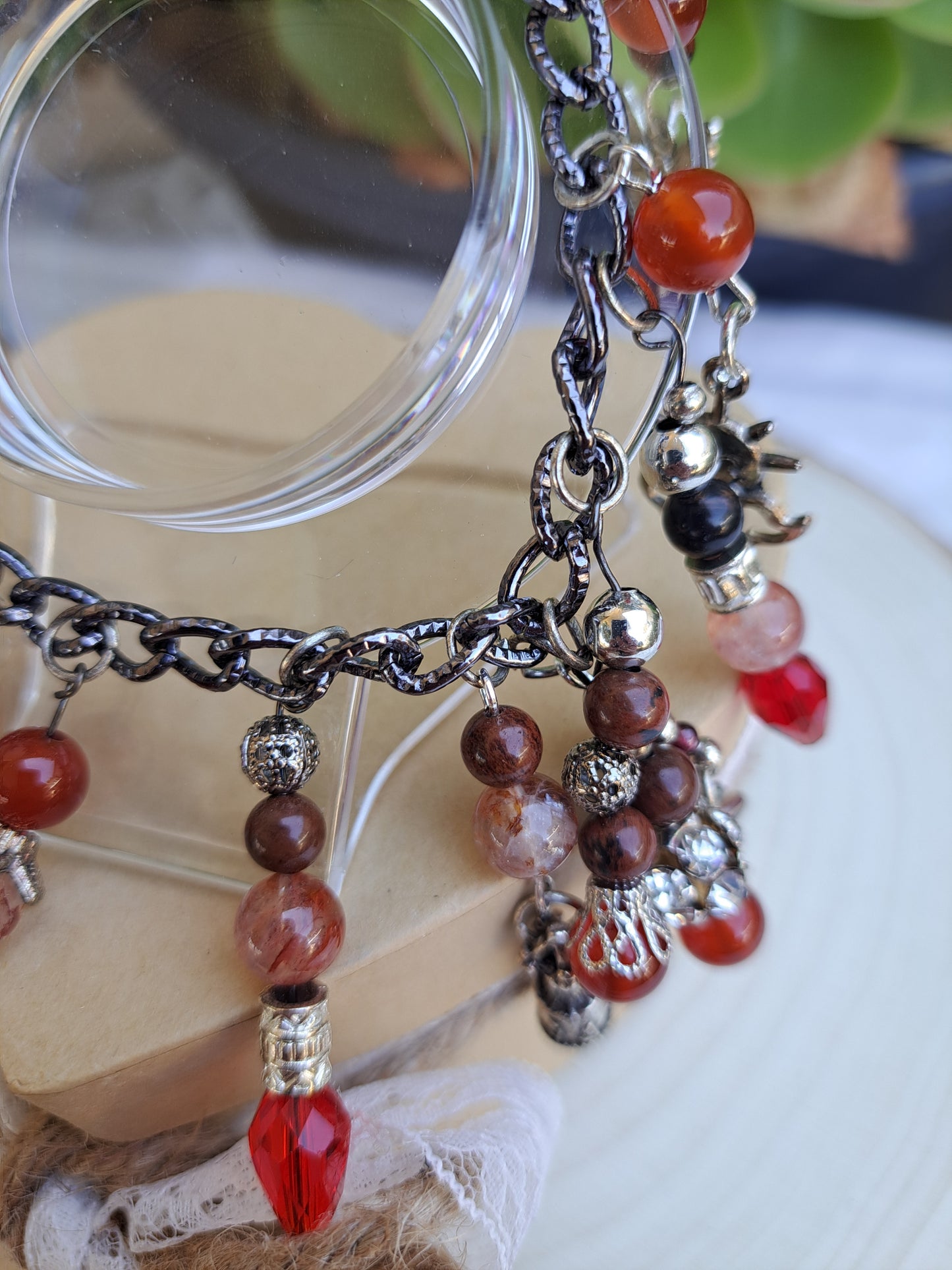 Fire Quartz and Red Tigers Eye Bracelet