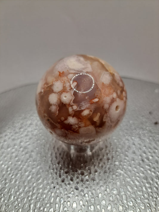 Pink Flower Agate Sphere