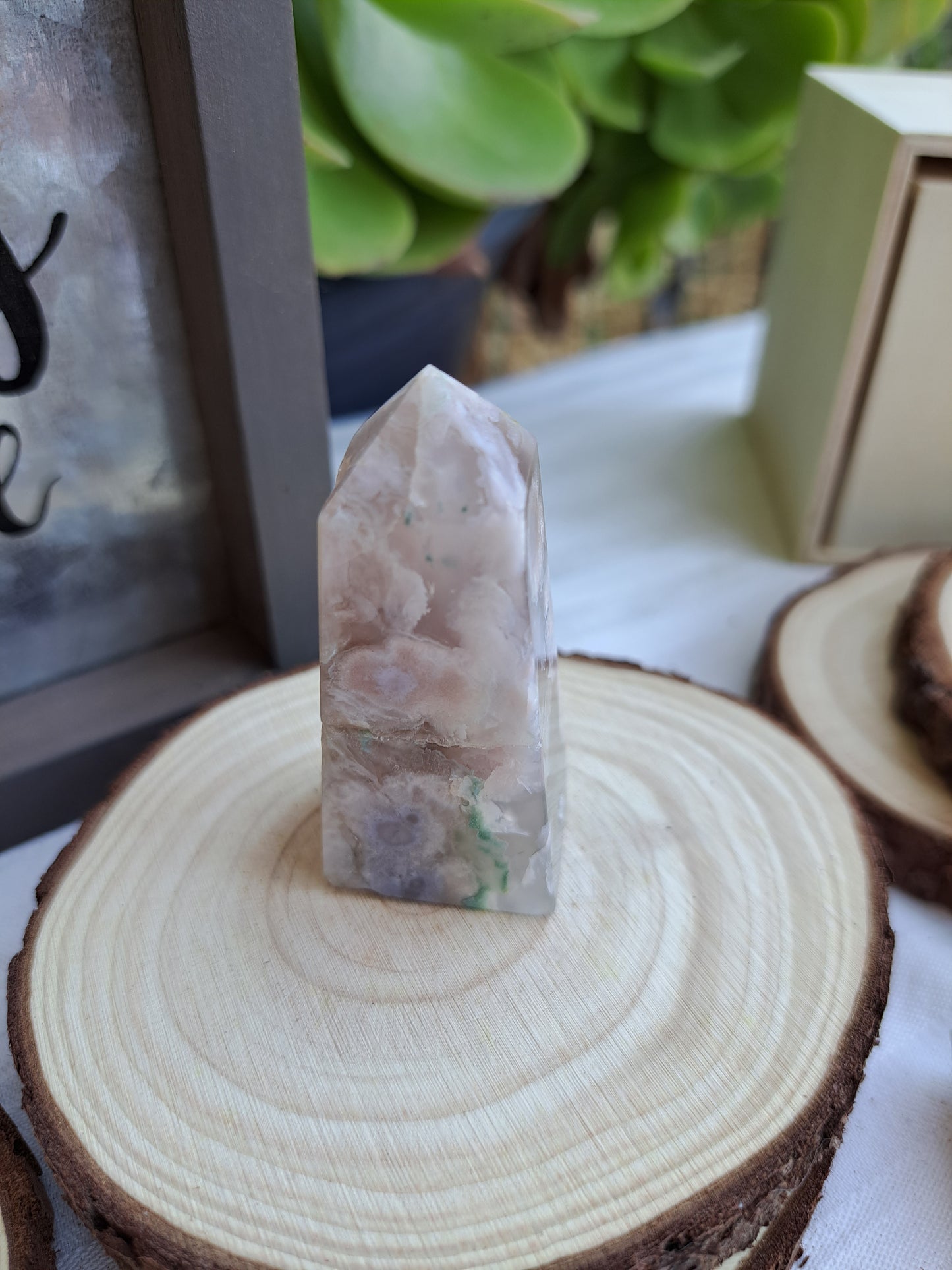 Pink Flower Agate Towers