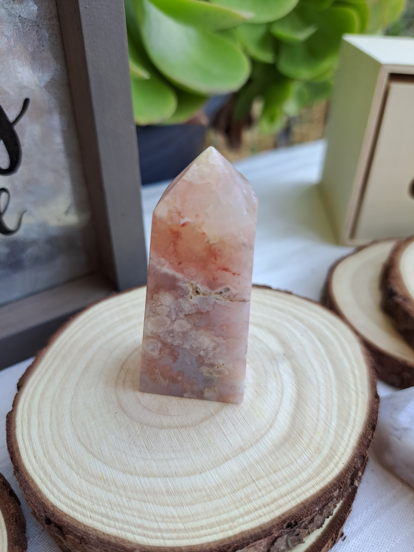 Pink Flower Agate Towers