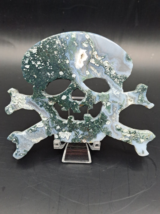 Moss Agate Skull Slab