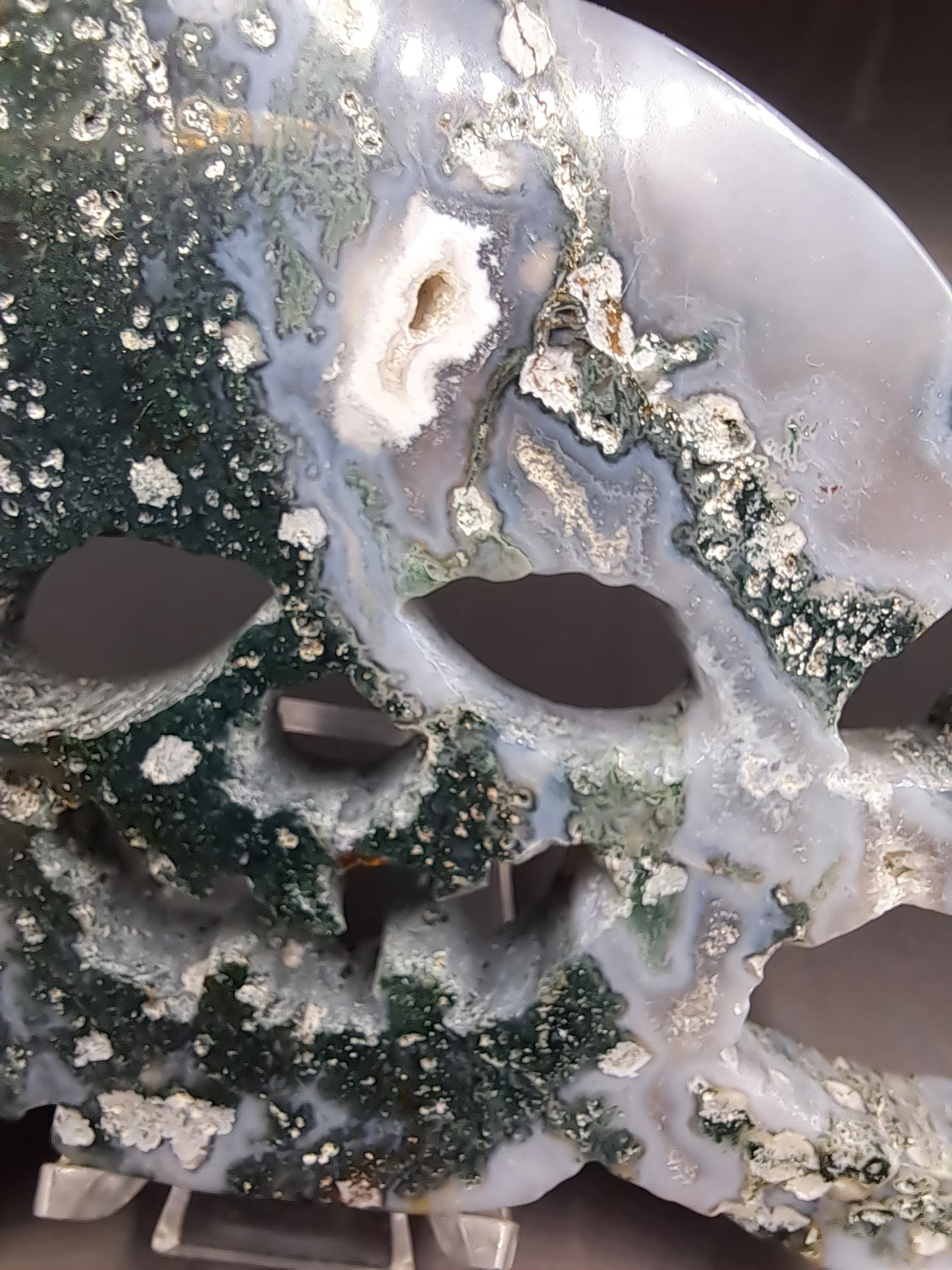 Moss Agate Skull Slab