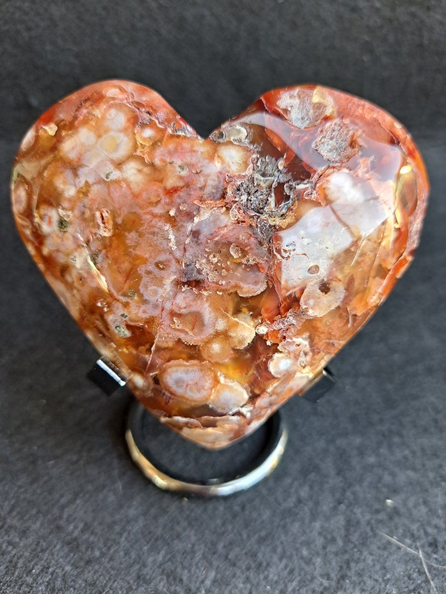 Carnelian Flower Agate Heart