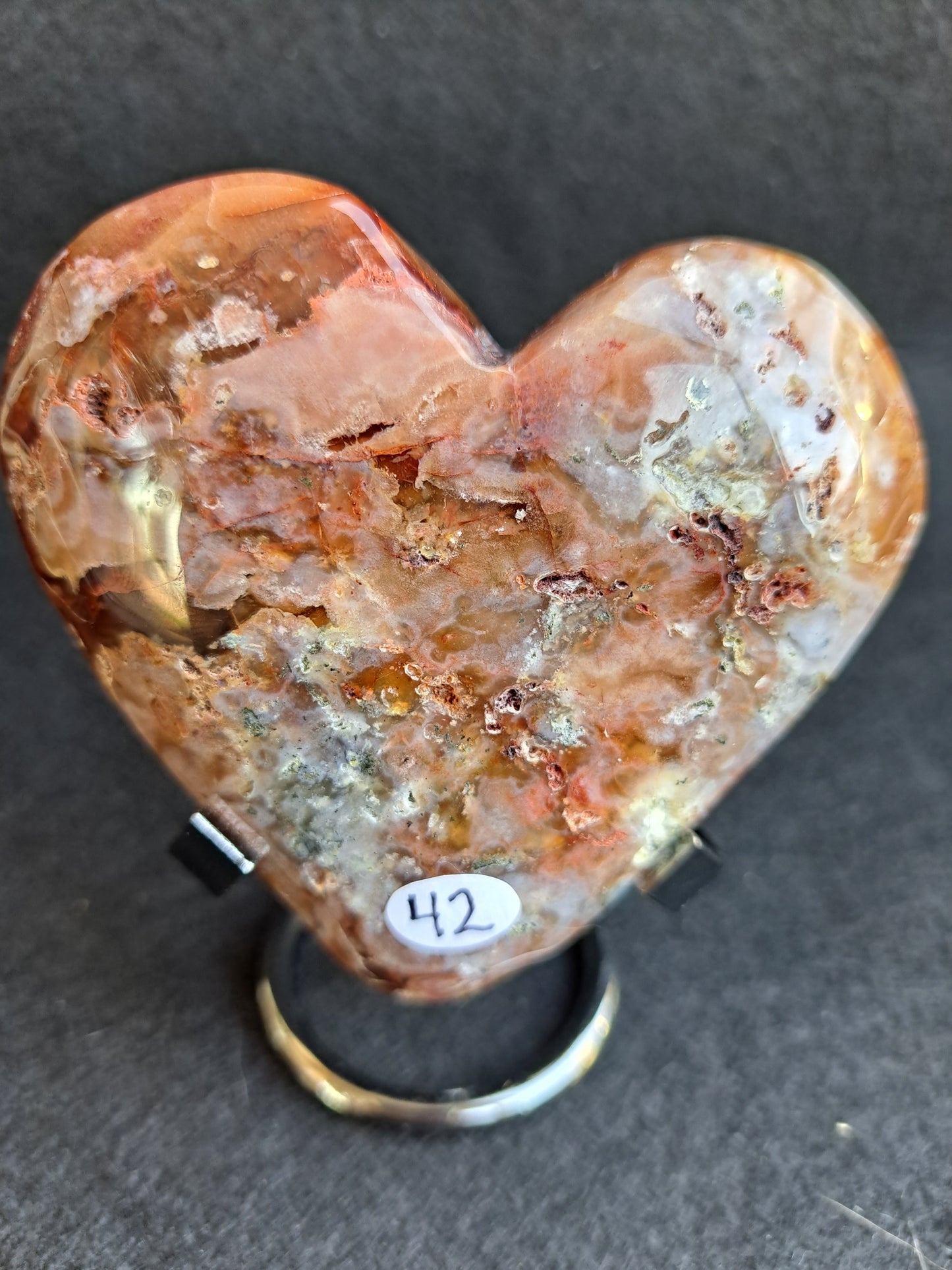 Carnelian Flower Agate Heart