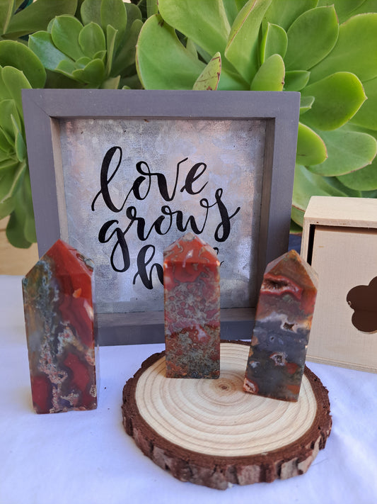 Red Moss Agate Towers