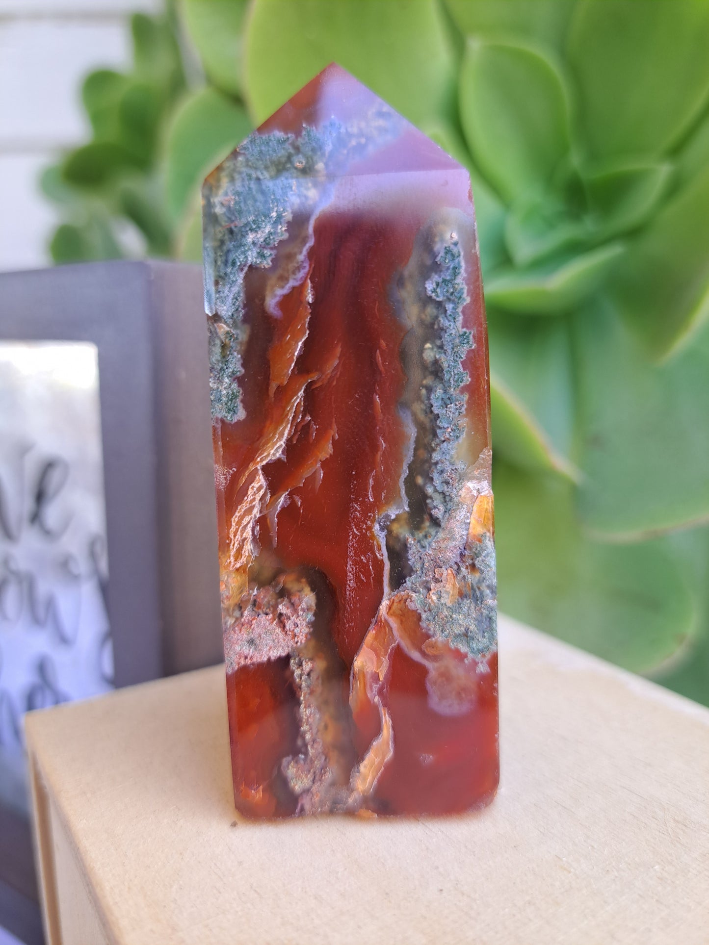 Red Moss Agate Towers