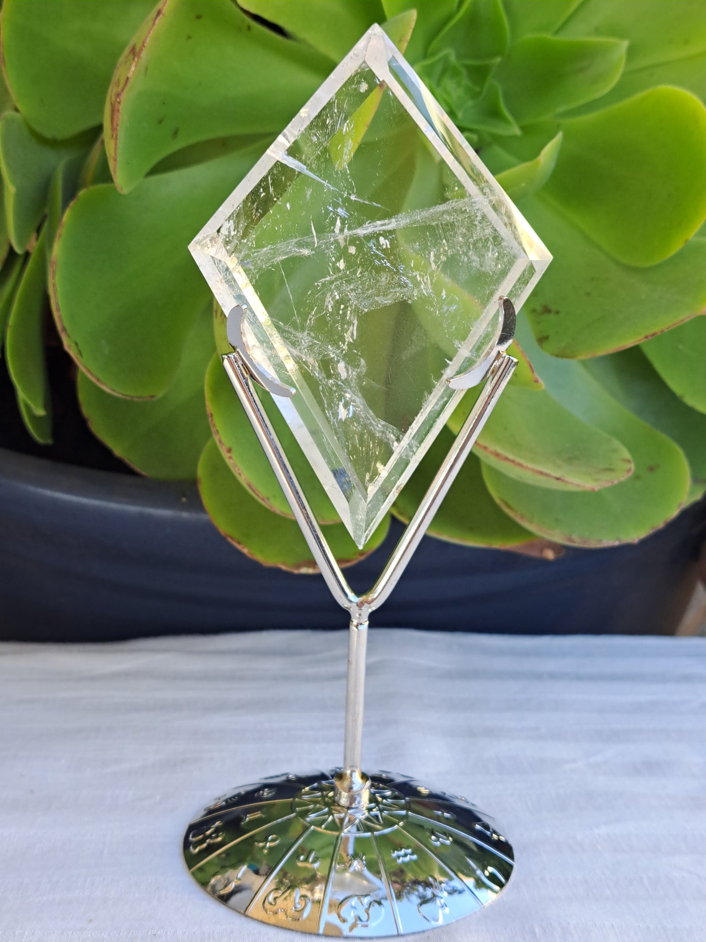 Clear Quartz Diamond on Stand