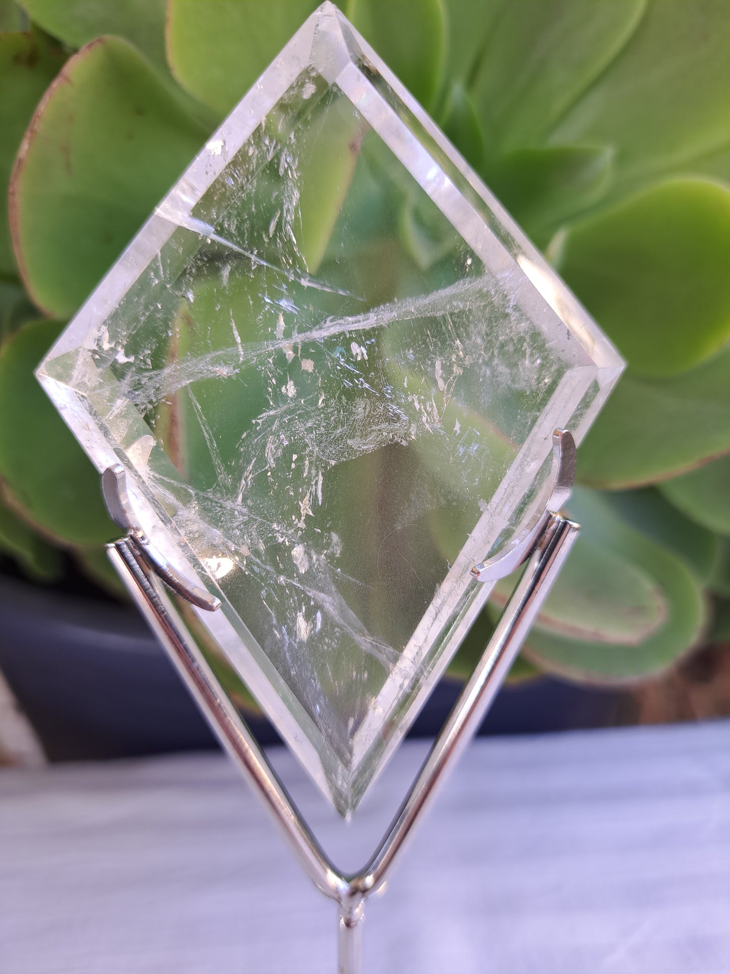 Clear Quartz Diamond on Stand