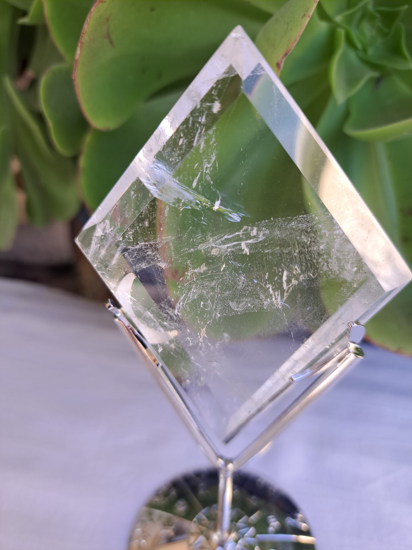 Clear Quartz Diamond on Stand