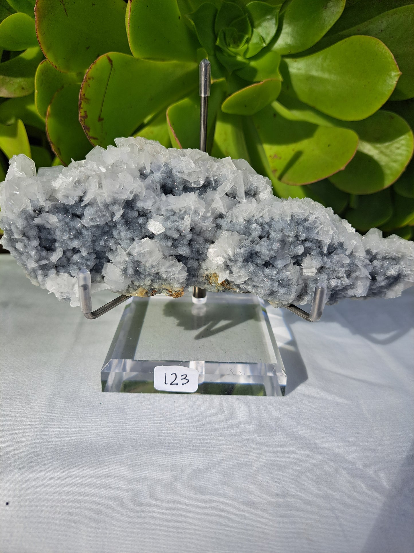 Blue Sphalerite with Rose Calcite Specimen