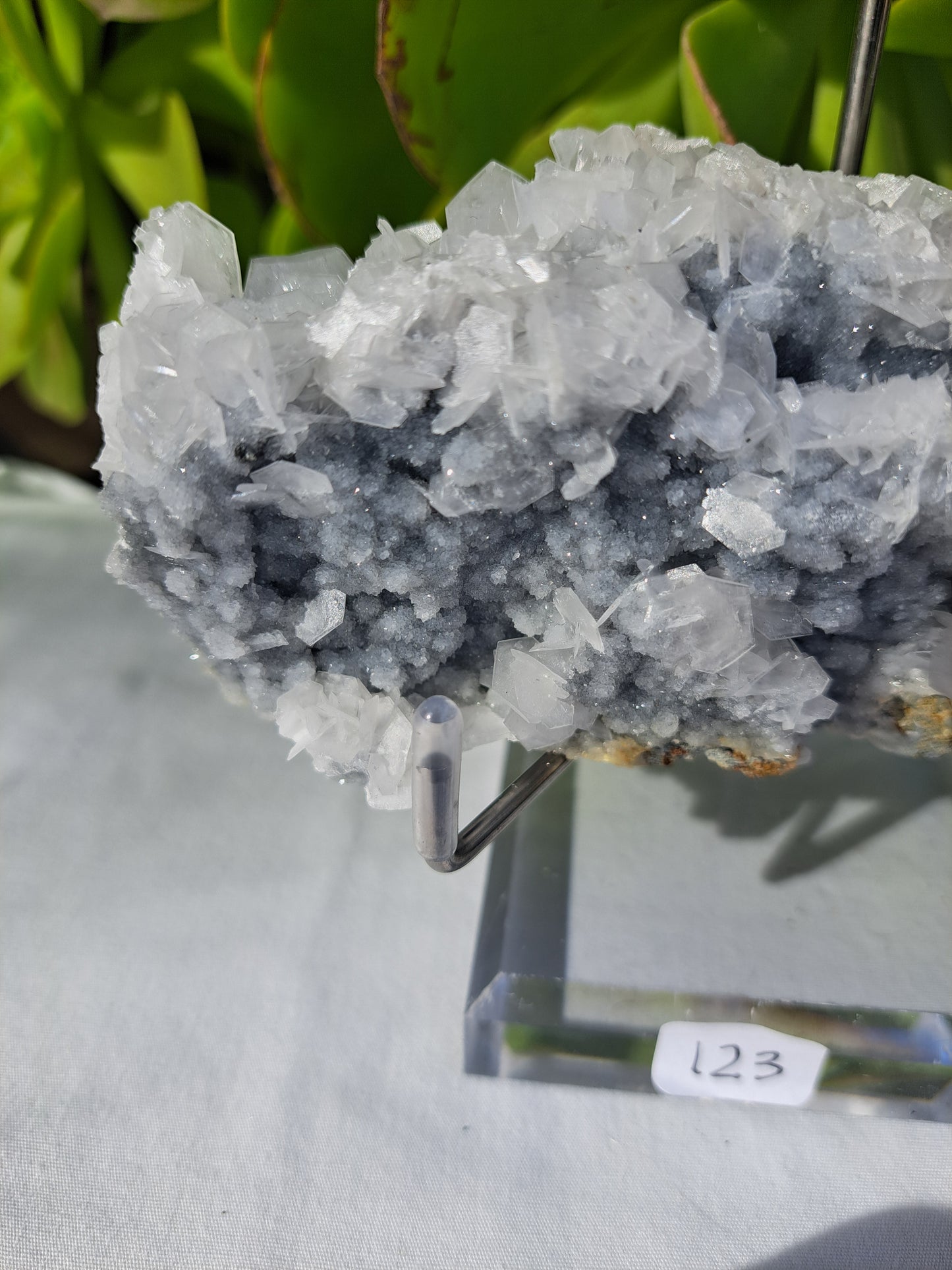 Blue Sphalerite with Rose Calcite Specimen