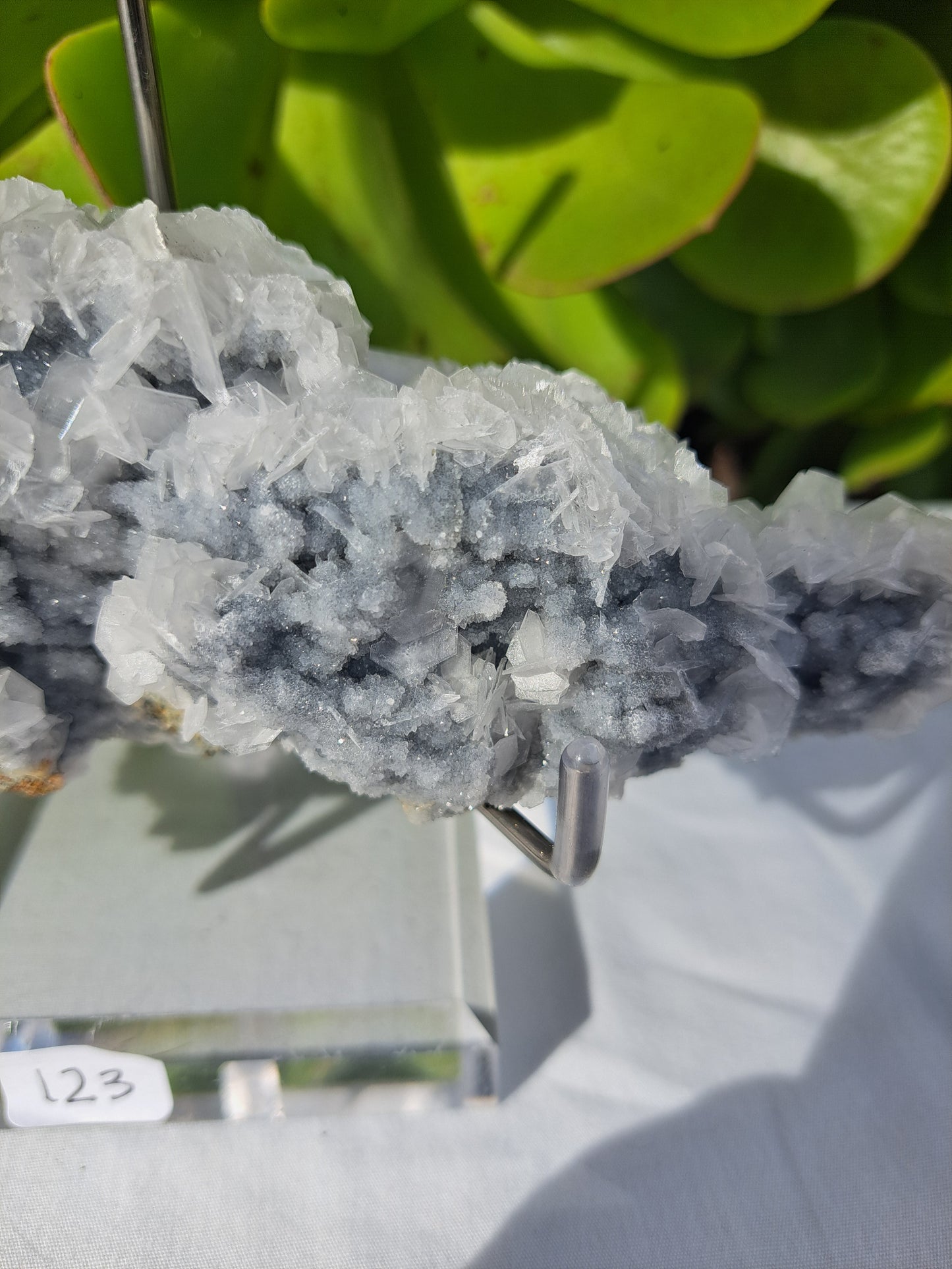 Blue Sphalerite with Rose Calcite Specimen