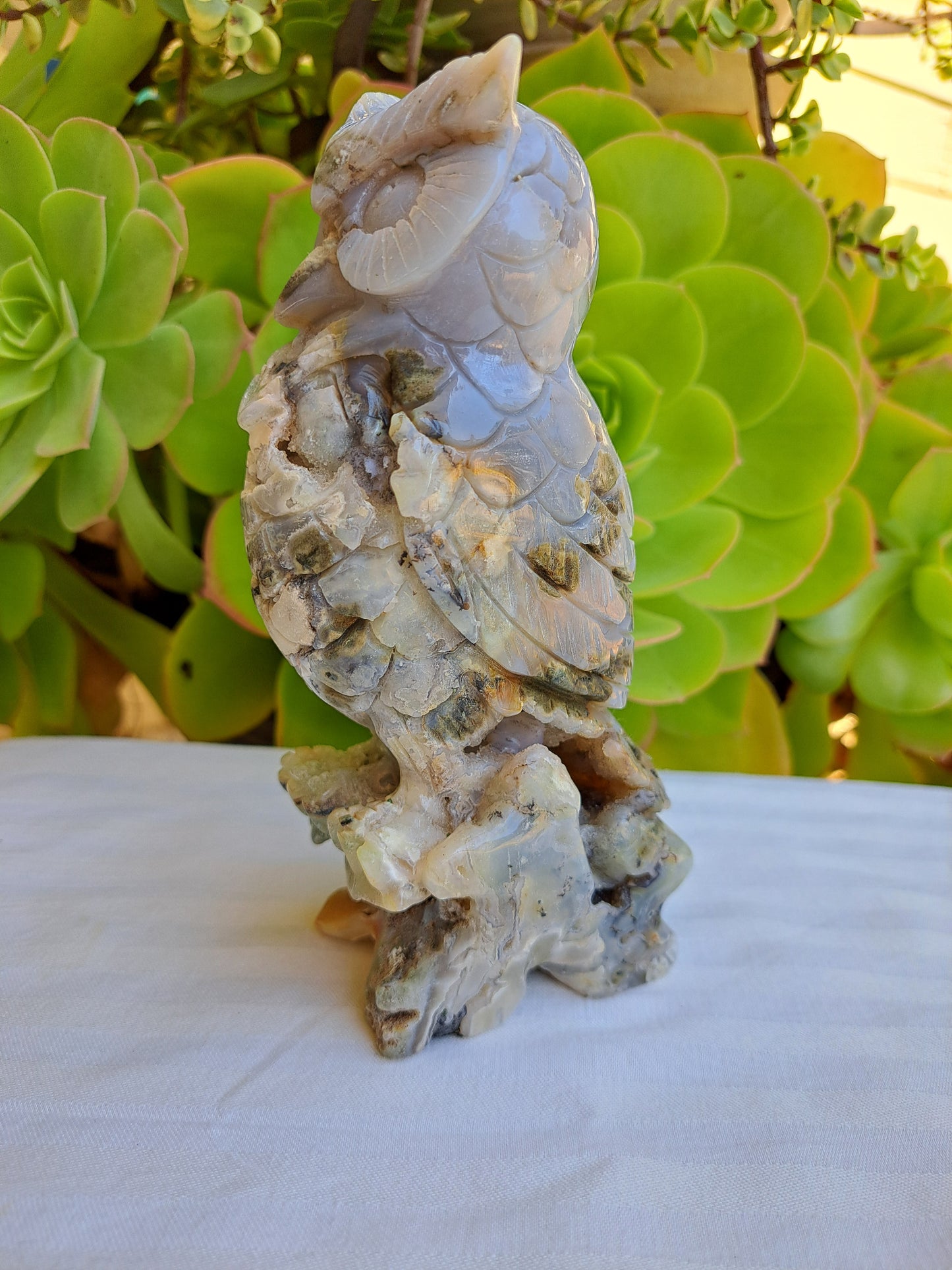 Ocean Jasper with Agate Inclusion Owl