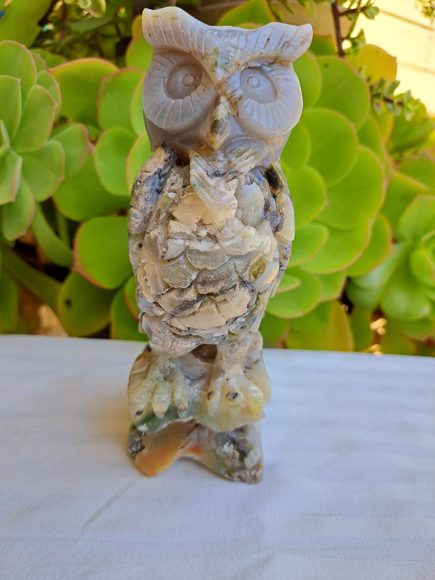 Ocean Jasper with Agate Inclusion Owl