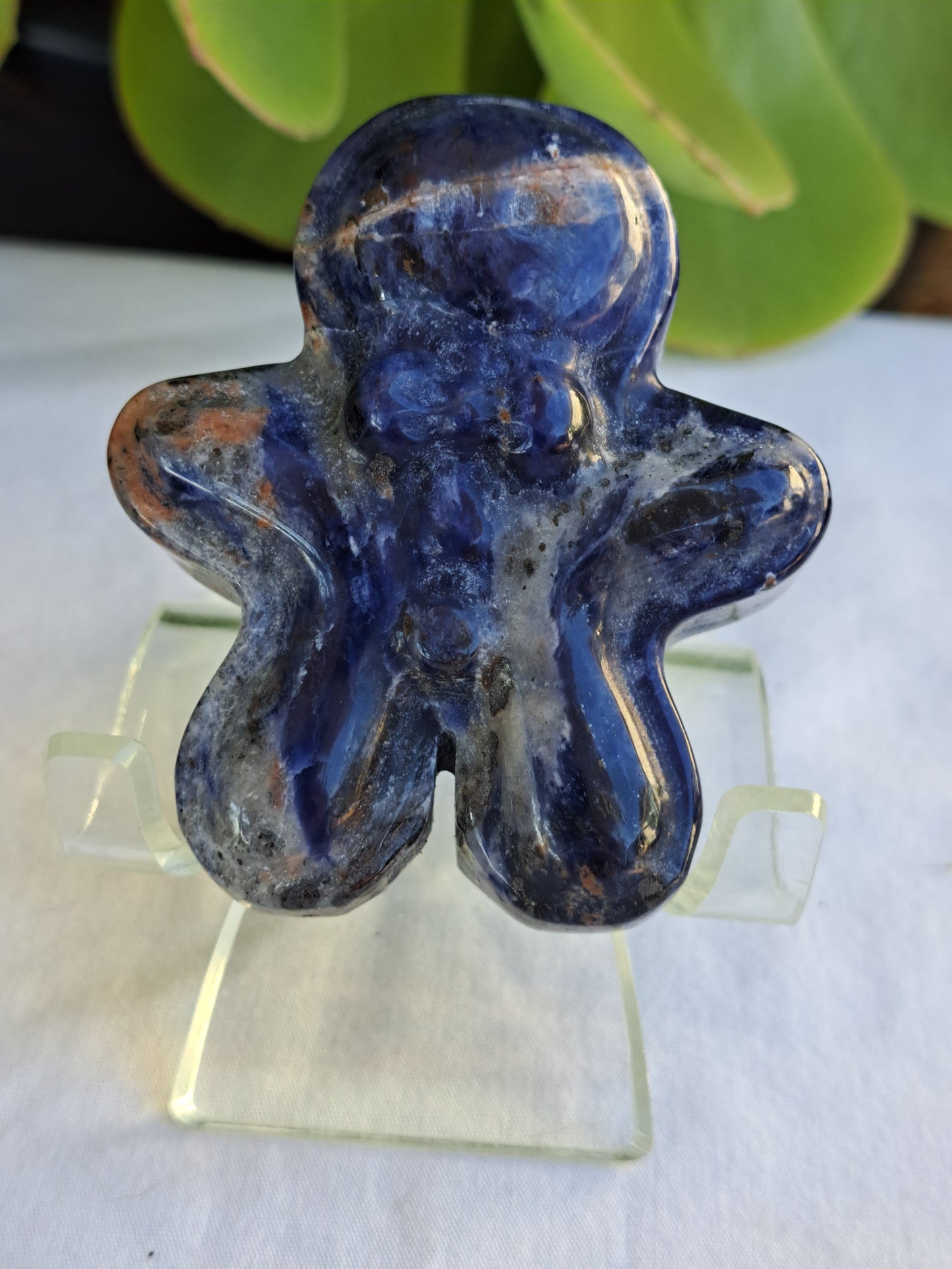 Sodalite Ginger Bread Man Carving