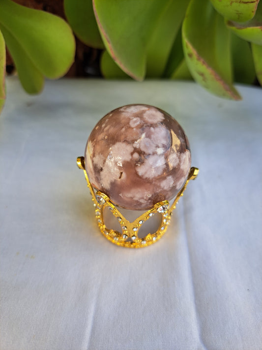 Pink Flower Agate Sphere