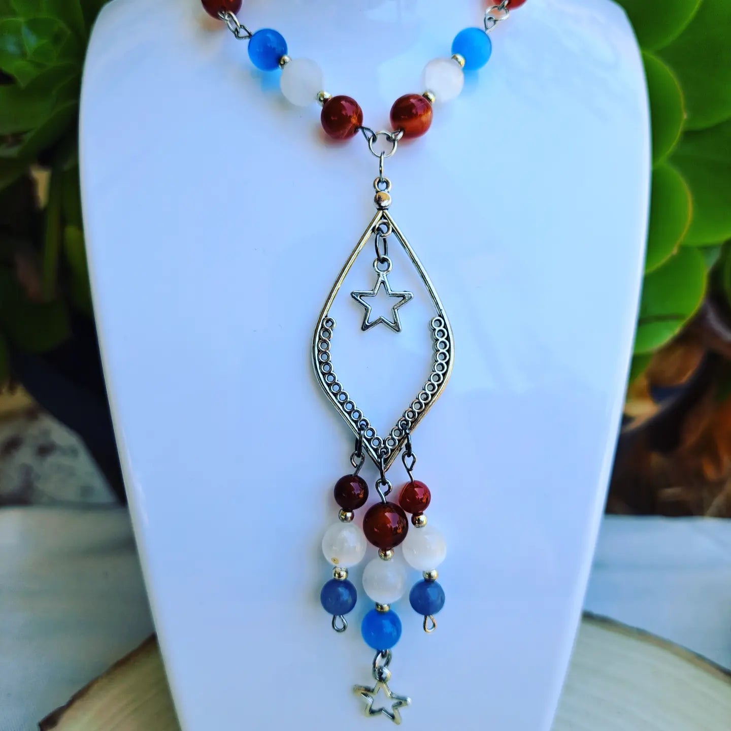 Selenite, Carnelian, Blue Cats Eye Jewelry Set