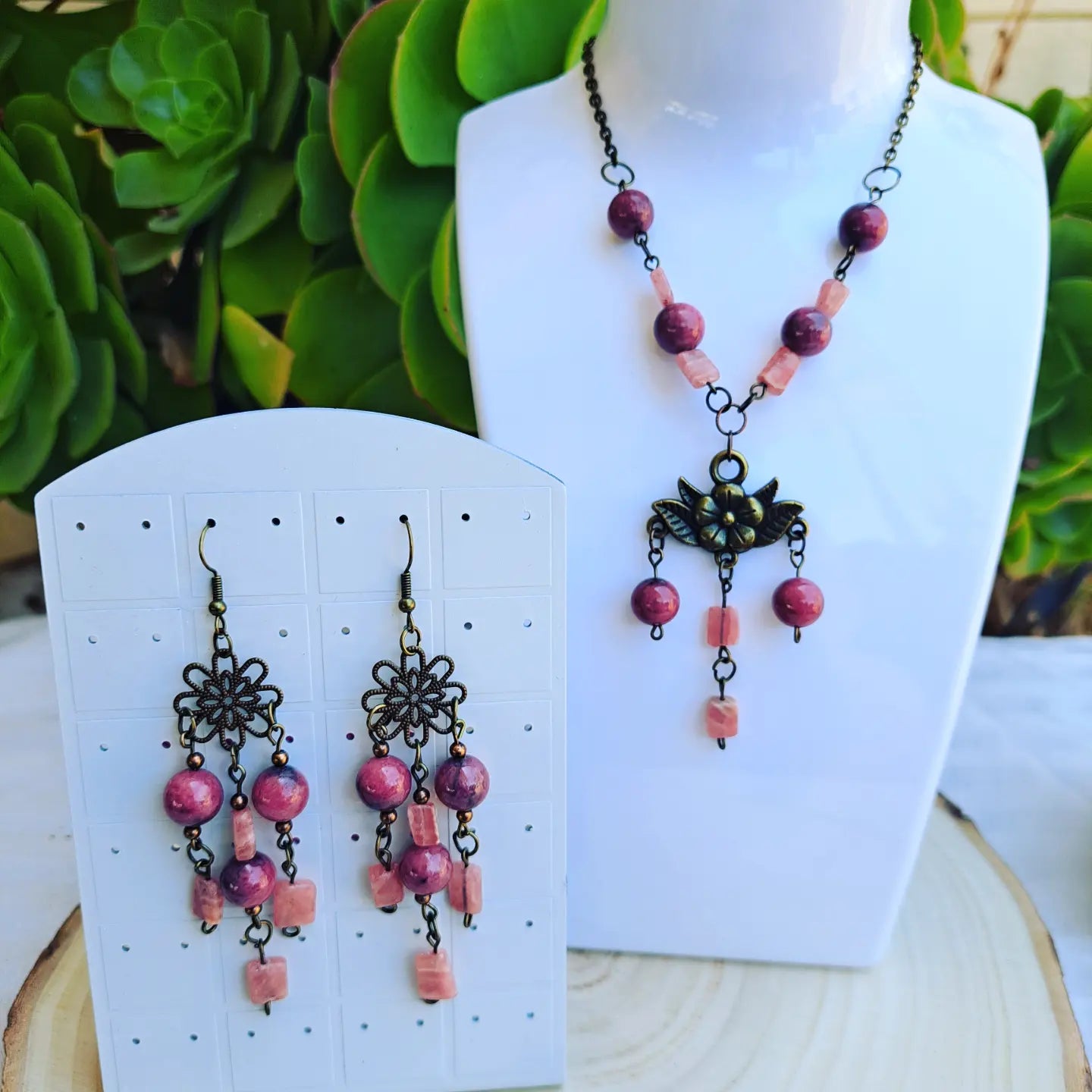 Rhodonite Jewelry Set