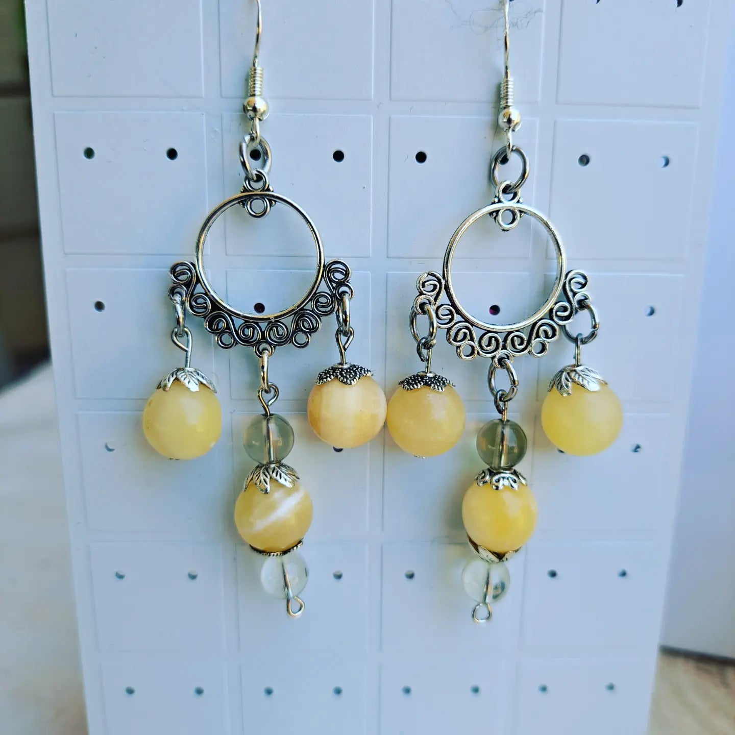 Yellow Calcite and Smokey Quartz Jewelry  set