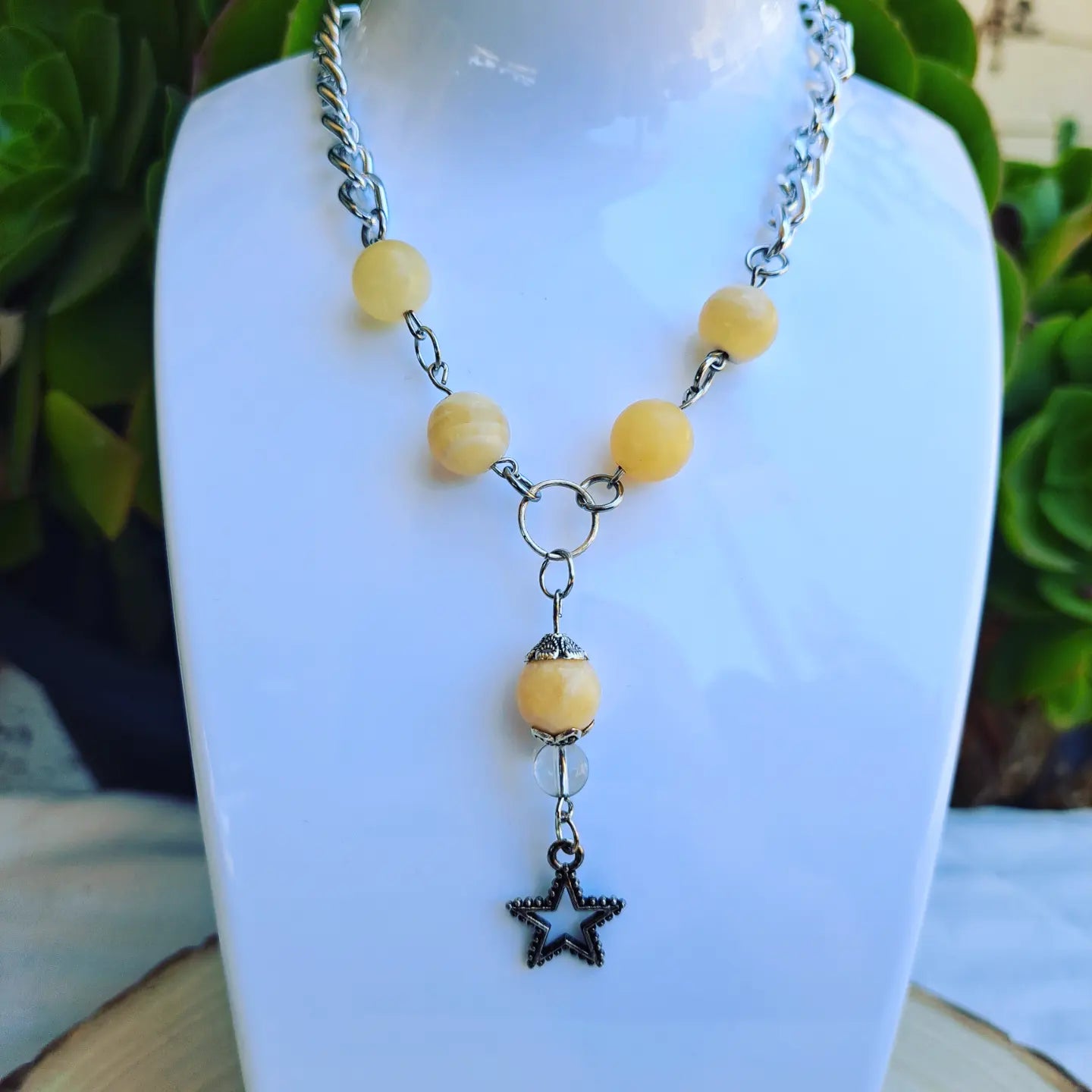 Yellow Calcite and Smokey Quartz Jewelry  set