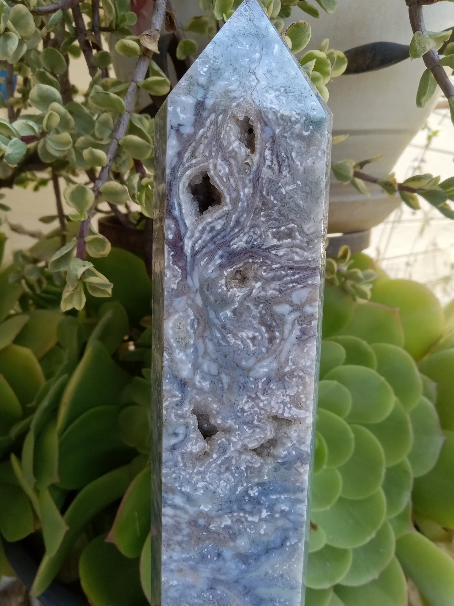 Purple Moss Agate Tower