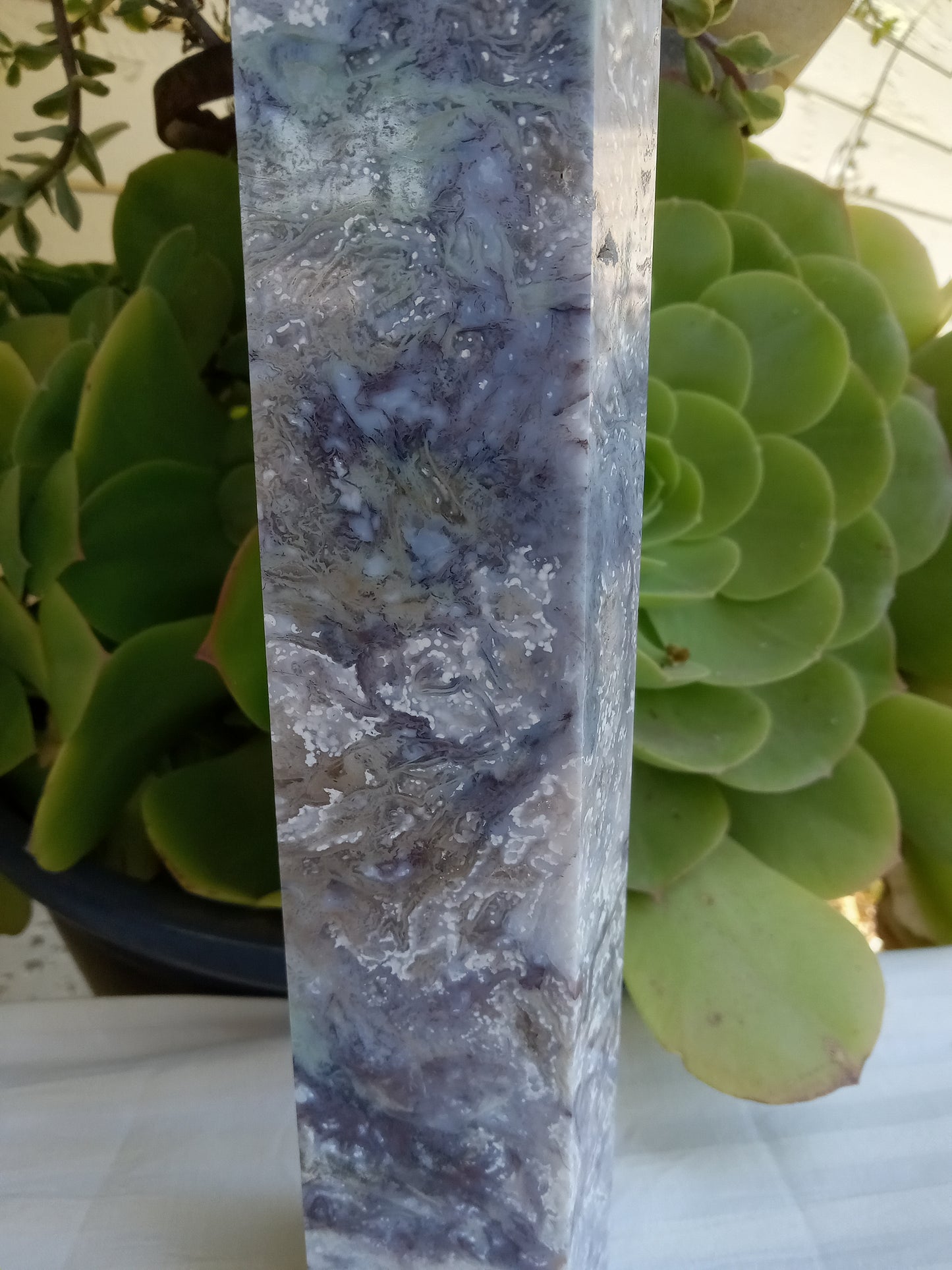 Purple Moss Agate Tower